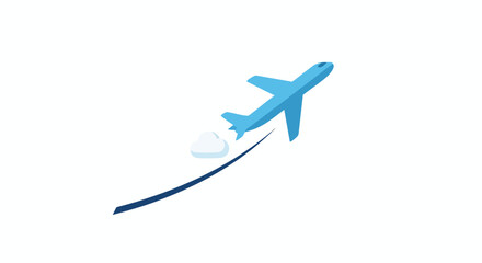 Cartoon aviation: A whimsical portrayal of flight, depicted in serene light blue tones, signifying airborne adventures and uncomplicated journeys in