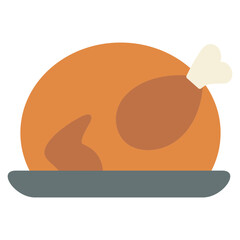 Fresh and delicious cartoon vector illustration of a fried chicken meal with eggs, bread, and a croissant