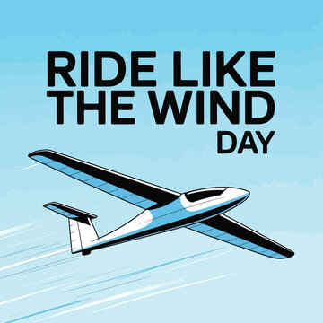 Ride Like the Wind Day with Glider Aircraft and Sunset Illustration