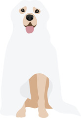 Dog in Ghost Costume Minimal Flat Vector Illustration for Halloween
