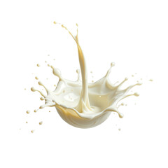 Fresh Milk Splash with White Liquid Droplets Isolated on Transparent background