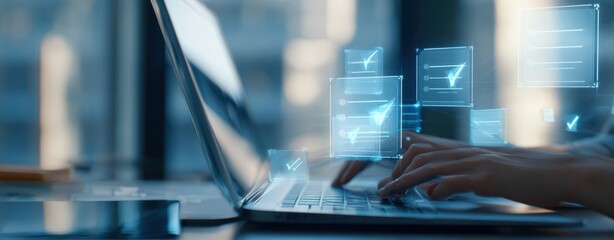 The laptop showcasing digital task management and virtual checklists in modern workspace.