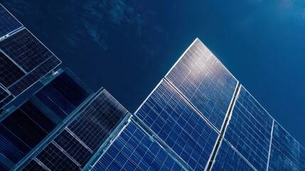 Obraz premium solar panels blue sky energy
