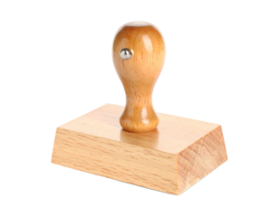 Wooden Rubber Stamp Isolated on White Background PNG