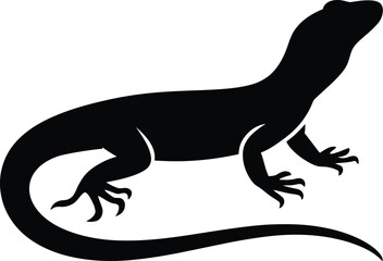 Naklejka premium Black lizard silhouette reptile animal