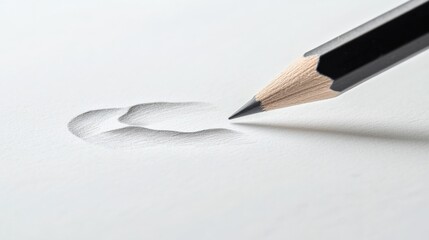 Close-Up of Pencil Creating Soft Shadow on Clean White Paper Background in Artistic Setting