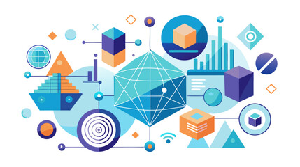 Abstract Geometric Data Visualization Network, System, and Connection Concepts