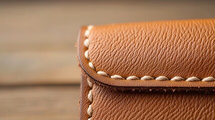 Close-Up of Textured Brown Leather with Intricate Stitching for Craftsmanship and Fashion Inspiration