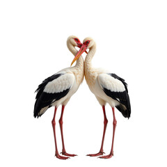 Obraz premium Elegant Pair of White Storks Displaying Affection in Nature Scene