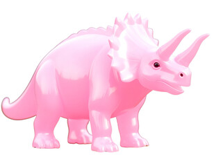 Fototapeta premium Pink Triceratops Dinosaur Toy Plastic Figure Isolated on Transparent Background PNG
