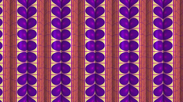 Vertical pattern of orange, purple, and yellow oval shapes
