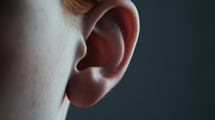 Close-Up View of Human Ear Capturing Unique Details of Structure and Skin Texture in Natural Lighting
