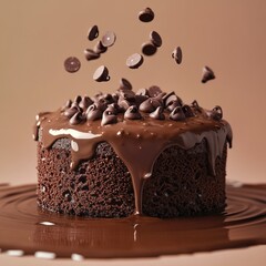 Obraz premium A chocolate cake with some choco chips