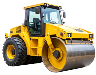 Yellow Asphalt Compactor Road Roller Transparent Background PNG