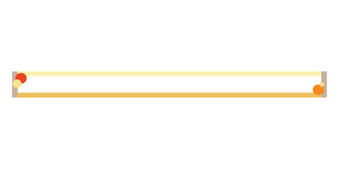A clean and minimalist graphic featuring two parallel horizontal bar / lower third in a solid light orange or yellow color. The top bar has glowing red and yellow spheres on the left end