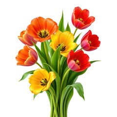 Naklejka premium Vibrant Mix of Colorful Tulips in Blooming Floral Arrangement
