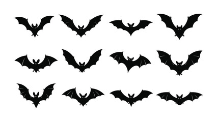 Silhouette of Bat in Flight: A gathering of nocturnal creatures, depicted in striking silhouettes against the backdrop, showcasing their unique wing structure.