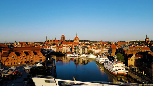 city ​​European ancient architecture port city aerial photography August 2, 2024 Gdansk Poland