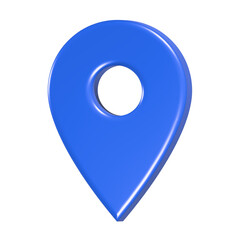 Blue Location Pin Icon: A sleek, three-dimensional blue location pin icon, a visual representation of place and direction in a modern and clear design, perfect for maps, navigation.