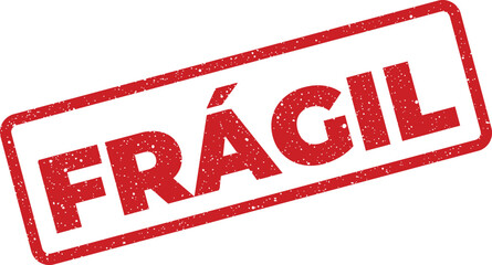 Fragile Spanish text stamp in a rectangle with a textured distressed effect for shipping labels © Mahmud