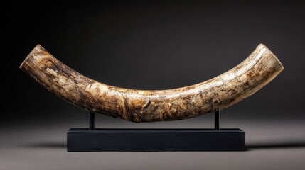 Tusk displays on a stand, with a neutral backdrop for museum, art, decor use