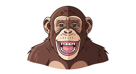 Expressive Chimpanzee Portrait with Broad Smile and Detailed Features Animated Animal 58 character