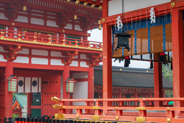 Exterior views of Fushimi Inari Shrine in Kyoto, showing its main buildings and traditional Shinto architecture, a sacred site famous for its heritage, spirituality, and cultural significance.