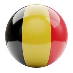Fototapeta premium Glossy Belgian National Flag Ball On Isolated Transparent Background