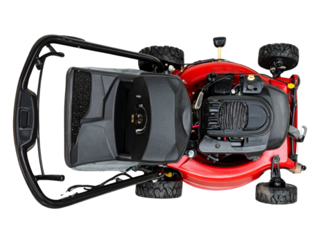 Top-Down View of Gas-Powered Lawnmower PNG - Powered by Adobe