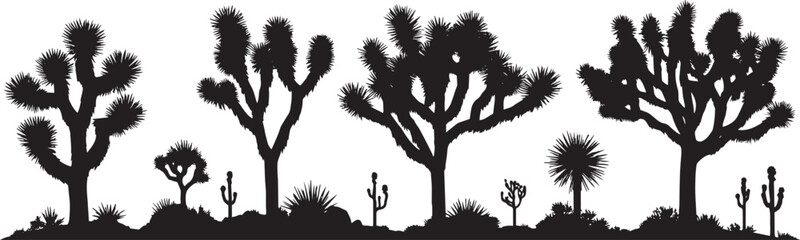 Joshua tree black silhouette, joshua tree, cacti, black silhouette vector