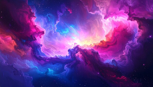 Abstract cosmic nebula, vibrant colors
