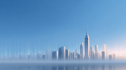 Obraz premium background of modern city skyline and tech lines