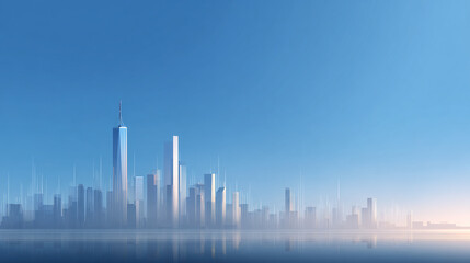 Obraz premium background of modern city skyline and tech lines