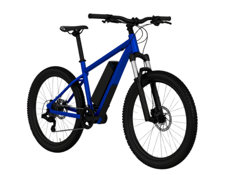 Stylish Electric Bicycle with Blue Frame and Mid Drive Motor Pedelec PNG