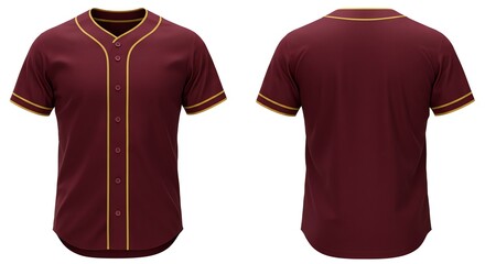 Maroon and Gold Baseball Jersey Front and Back Views