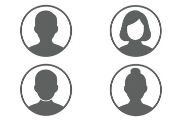 Simple Gray Avatar Icons Representing Male And Female Profiles. eps Minimalist Design With A Professional Touch