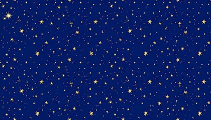 Starry night sky with yellow stars on navy blue