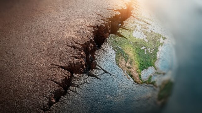 Earth cracking with visible land erosion details.