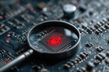 Examining a microchip for potential cyber threats during a cybersecurity analysis in a digital environment