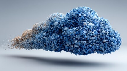 A digital cloud composed of various icons and symbols, illustrating the concept of technology and cloud computing in a creative, abstract form.