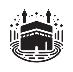 Naklejka premium Minimal Kaaba Logo Design – Modern Islamic Vector Art