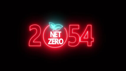Net zero environment sustainable concept with 2054 year changing. Sustainable development and business concept. Net zero and eco friendly symbol stamp and stamping impact isolated animation.