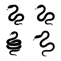 snake icon set black vector