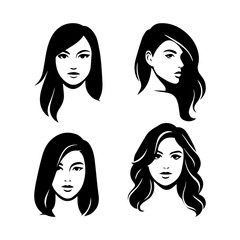 set of girls logo/icons vector 