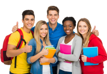 Joyful and diverse young students, embodying the spirit of collaboration and achievement, proudly showcase their shared enthusiasm for education and bright futures.