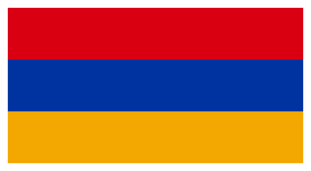 Transparent PNG file of vVector graphic of the Armenian flag. Comprised of three horizontal red, blue and yellow stripes