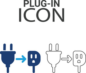 Plug-in icons, Line art icons design. Containing network, join, collaboration, connectivity, interaction, cable, integration, and connection icons. Solid icon collection.