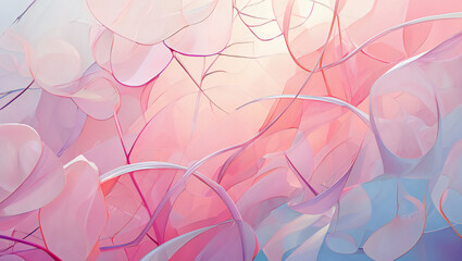 Delicate Pink Floral Abstract Painting with Translucent Layers and Soft Light a Serene and Dreamy Artistic Composition for Modern Decor and Design Projects