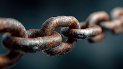 Fototapeta premium 錆びた金属の鎖のクローズアップ | Close-up of a Rusty Metal Chain