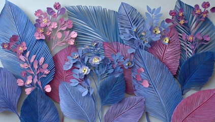 Pastel paper leaves and flowers